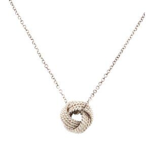 Tiffany & Co Twist Knot Somerset Mesh Ball Pendant Chain 925 Sterling Necklace